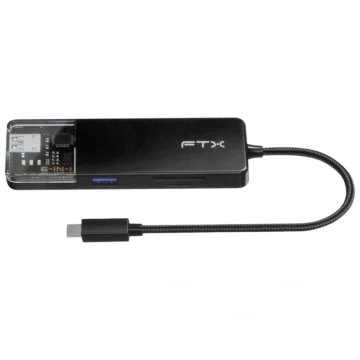 Hub USB-C FTX CT-HUBT4-PB 6 Portas HDMI 2 USB SD TF USB-C Fêmea - Preto
