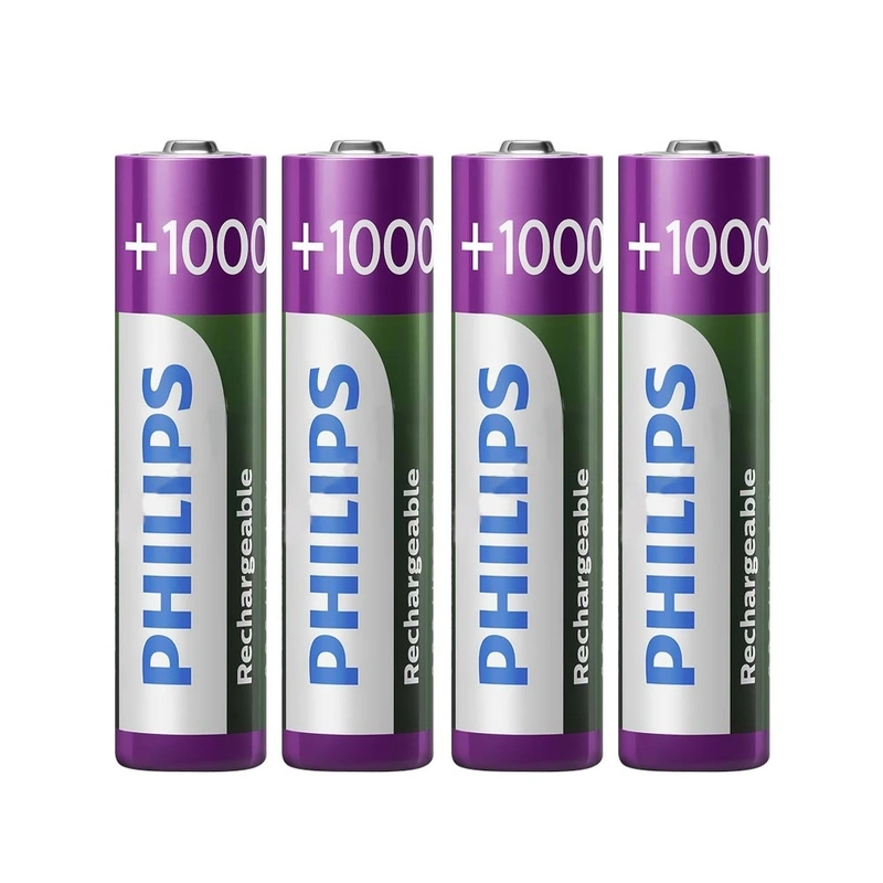 Pilhas Recarregável Philips AAA com 4 Pilhas 1000MAH - R03B4RTU1097