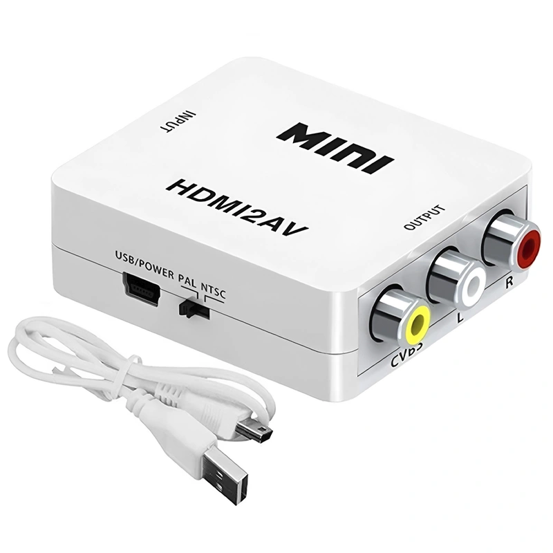 Adaptador Conversor HDMI2AV Full HD 1080 HDMI RCA - Branco HDMI - RCA - Micro USB