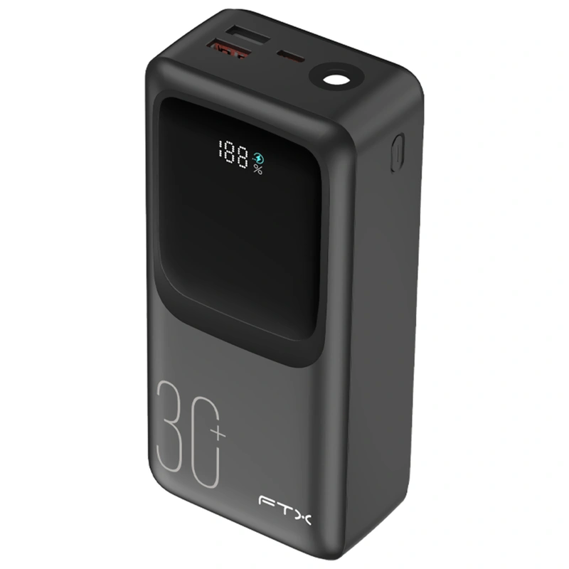 Carregador Portátil FTX PB-30LCD-BK 30000MAH USB USB-C 22.5W - Preto - Imagem 2