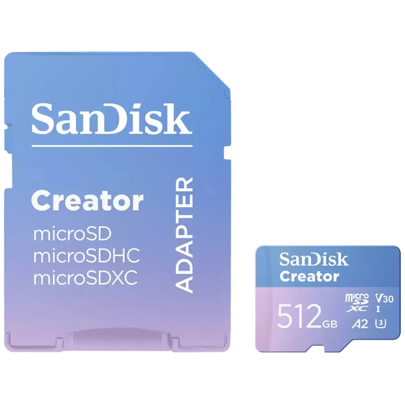 Cartão de Memória Micro SD SanDisk Creator 512GB V30 A2 U3 4K UHD - SDSQXAV-512G-GN6MS