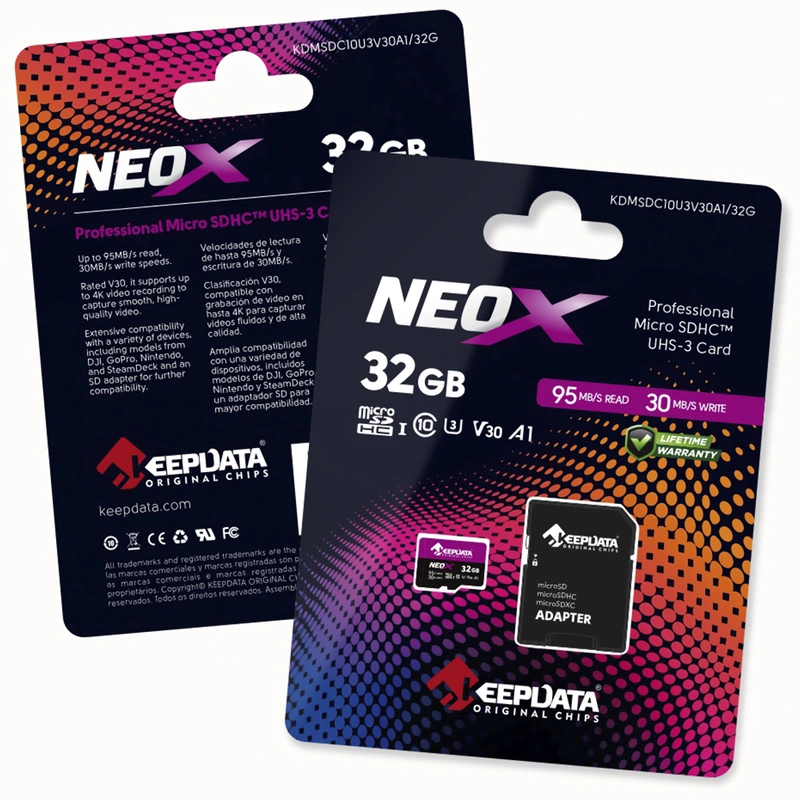 Cartão de Memória Micro SD Keepdata Neox C10 HC I U3 V30 A1 32GB - KDMSDC10U3V30A132G - Imagem 2